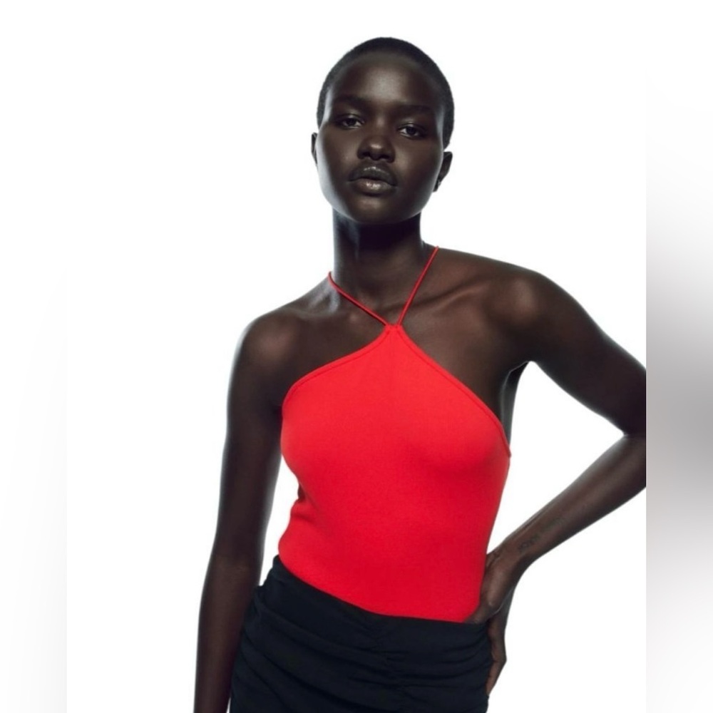 Zara ribbed halter bodysuit